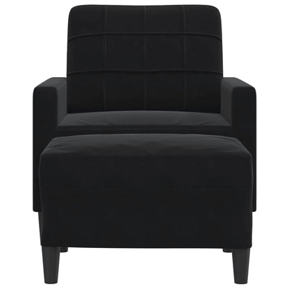 Poltrona con Poggiapiedi Nero 60 cm in Velluto