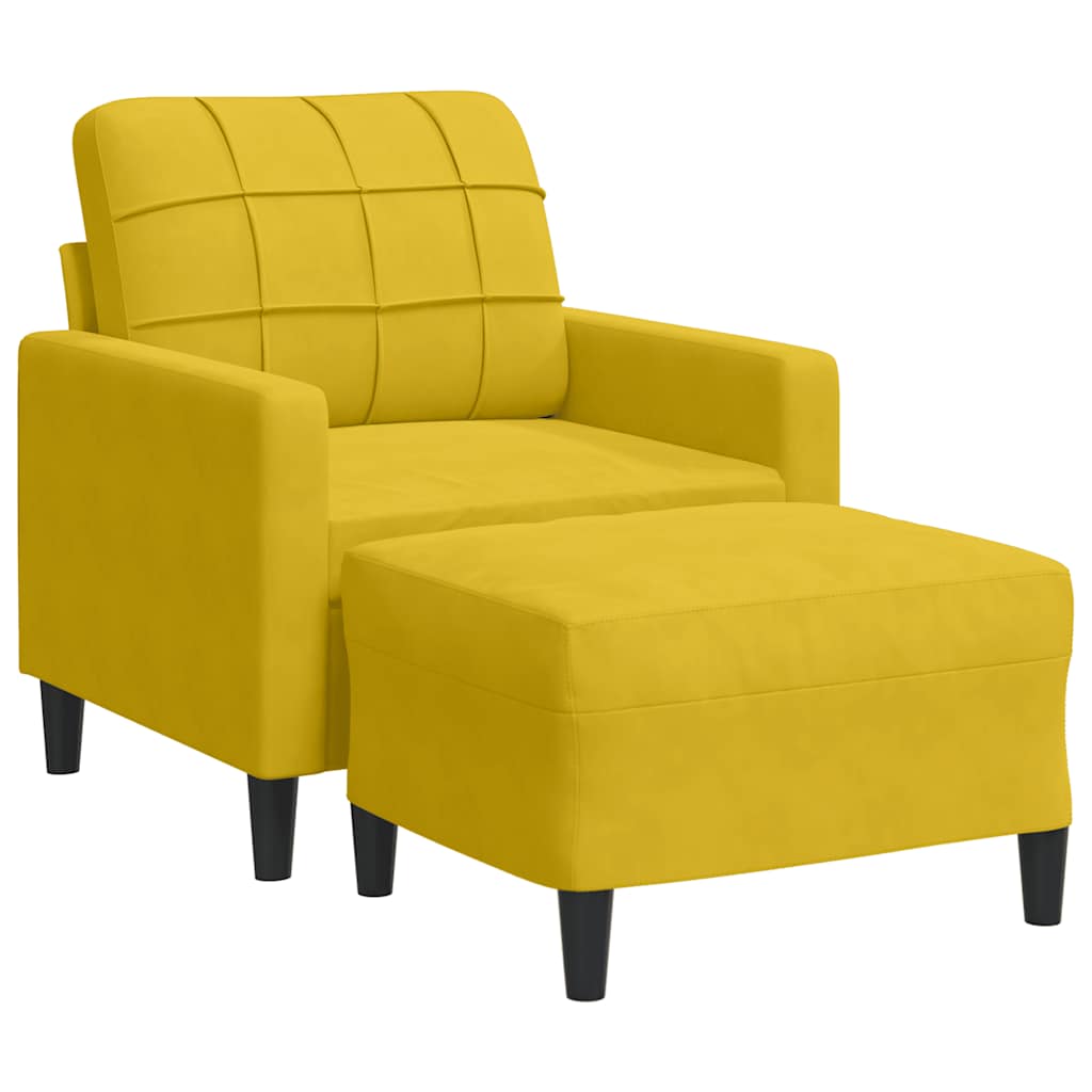 Poltrona con Poggiapiedi Giallo 60 cm in Velluto