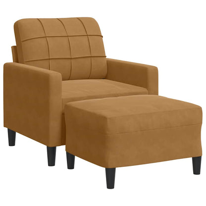 Poltrona con Poggiapiedi Marrone 60 cm in Velluto