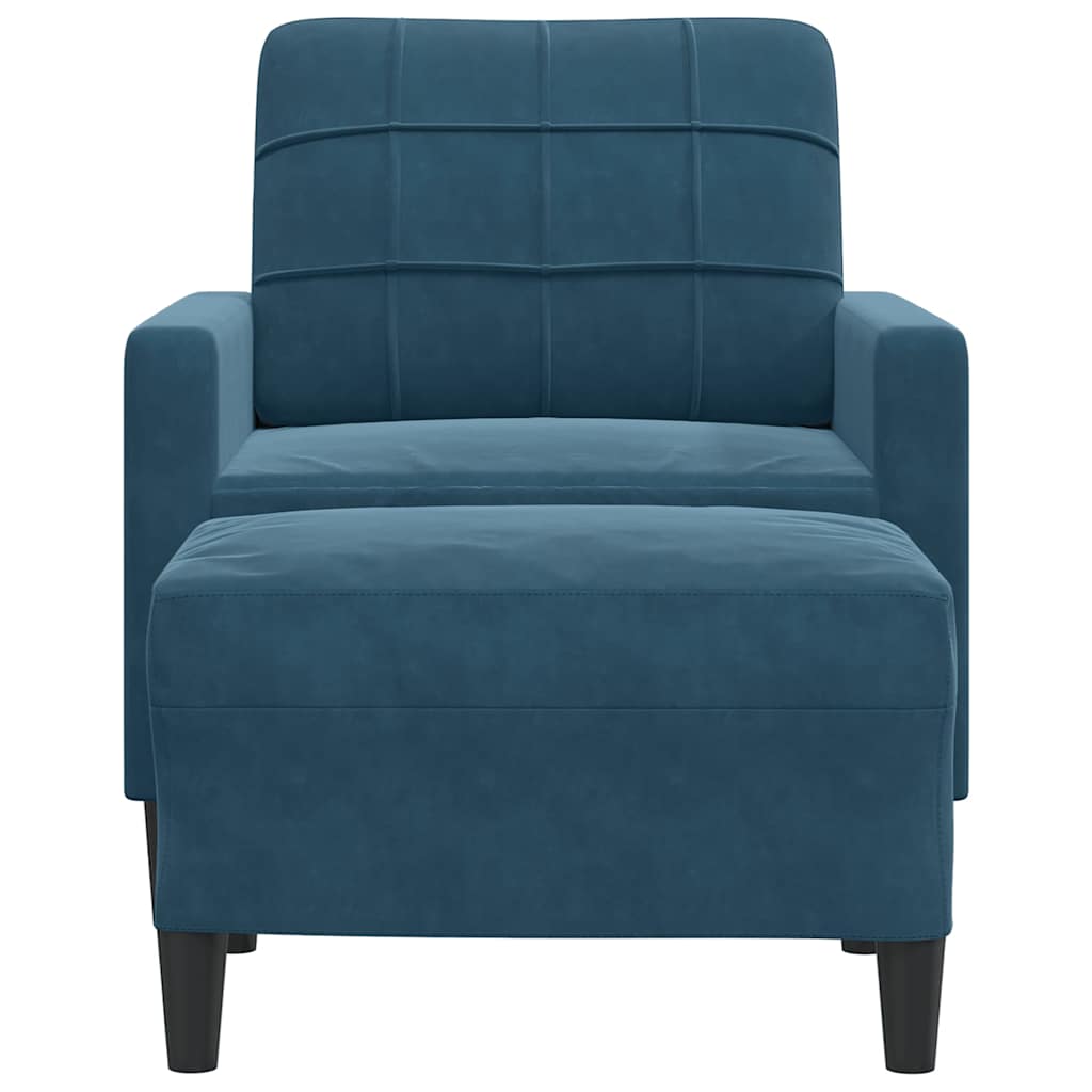 Poltrona con Poggiapiedi Blu 60 cm in Velluto