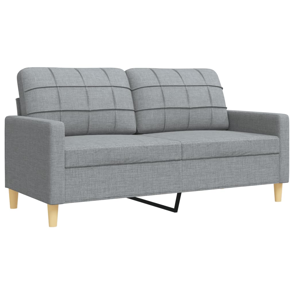 Set di Divani 4 pz con Poggiapiedi Grigio Chiaro in Tessuto