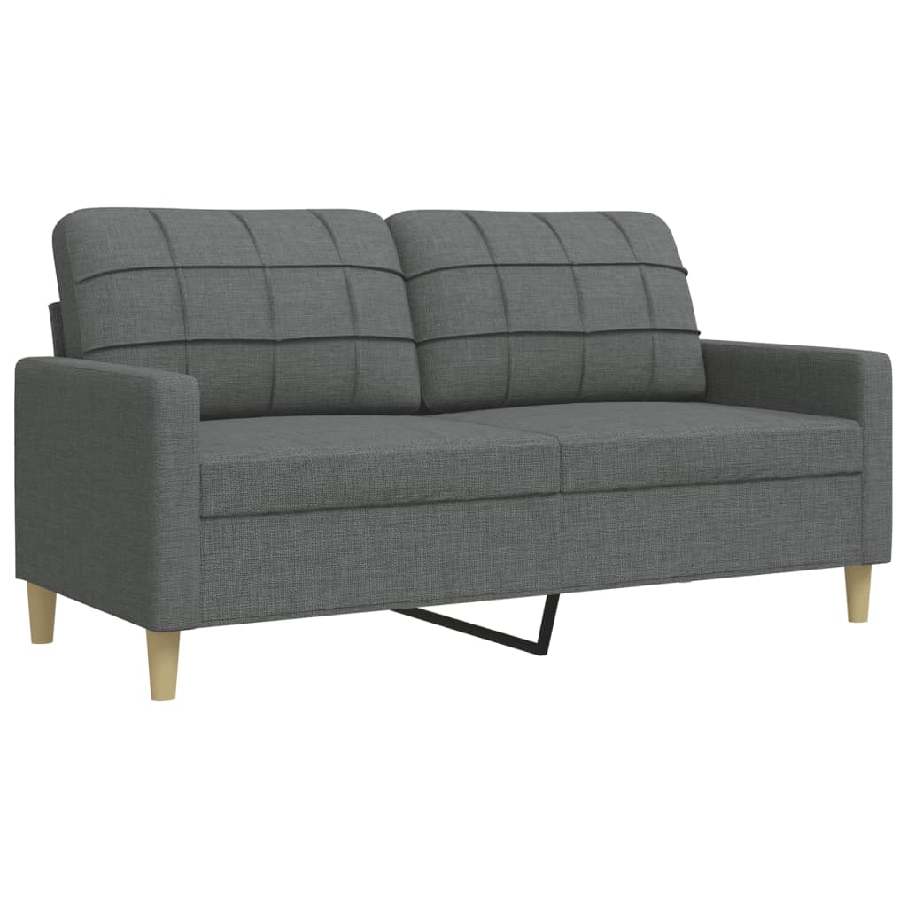 Set di Divani 4 pz con Poggiapiedi Grigio Scuro in Tessuto
