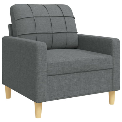Set Divani 4 pz con Poggiapiedi e Cuscini Grigio Scuro Tessuto