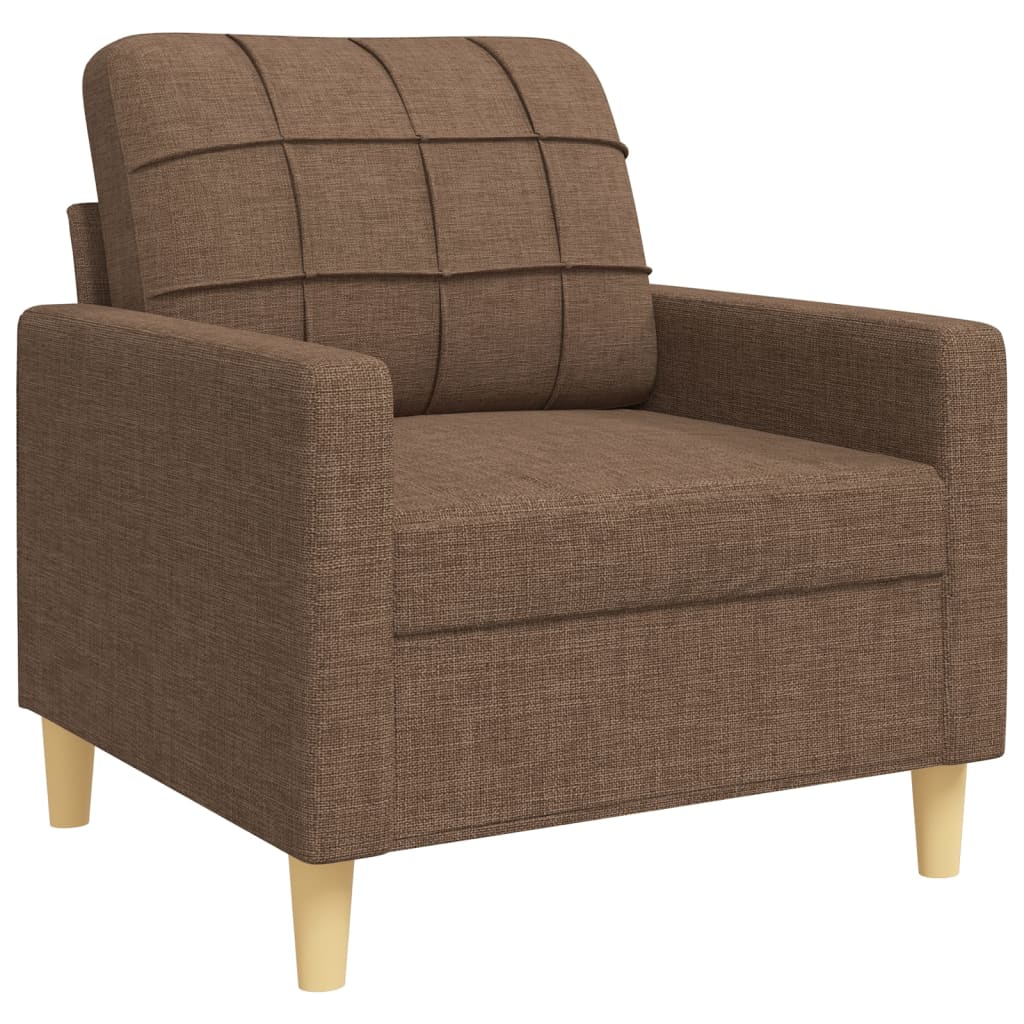 Set Divani 4 pz con Poggiapiedi e Cuscini Marrone Tessuto