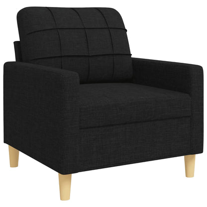 Set Divani 4 pz con Poggiapiedi e Cuscini Nero in Tessuto