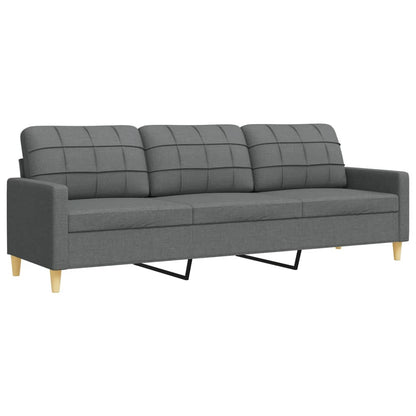 Set di Divani 3 pz con Poggiapiedi Grigio Scuro in Tessuto