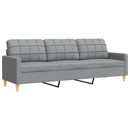 Set Divani 3 pz con Poggiapiedi e Cuscini Grigio Chiaro Tessuto