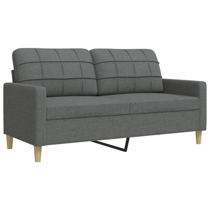 Set Divani 3 pz con Poggiapiedi e Cuscini Grigio Scuro Tessuto
