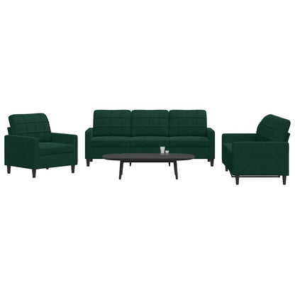 Set di Divani 3 pz con Cuscini Verde scuro in Velluto