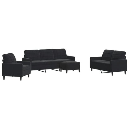 Set di Divani 4 pz con Cuscini Nero in Velluto