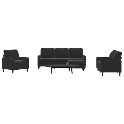 Set di Divani 4 pz con Cuscini Nero in Velluto