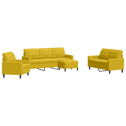 Set di Divani 4 pz con Cuscini giallo in Velluto