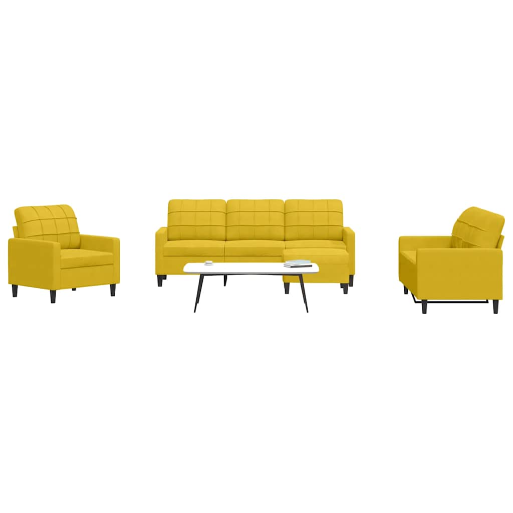 Set di Divani 4 pz con Cuscini giallo in Velluto