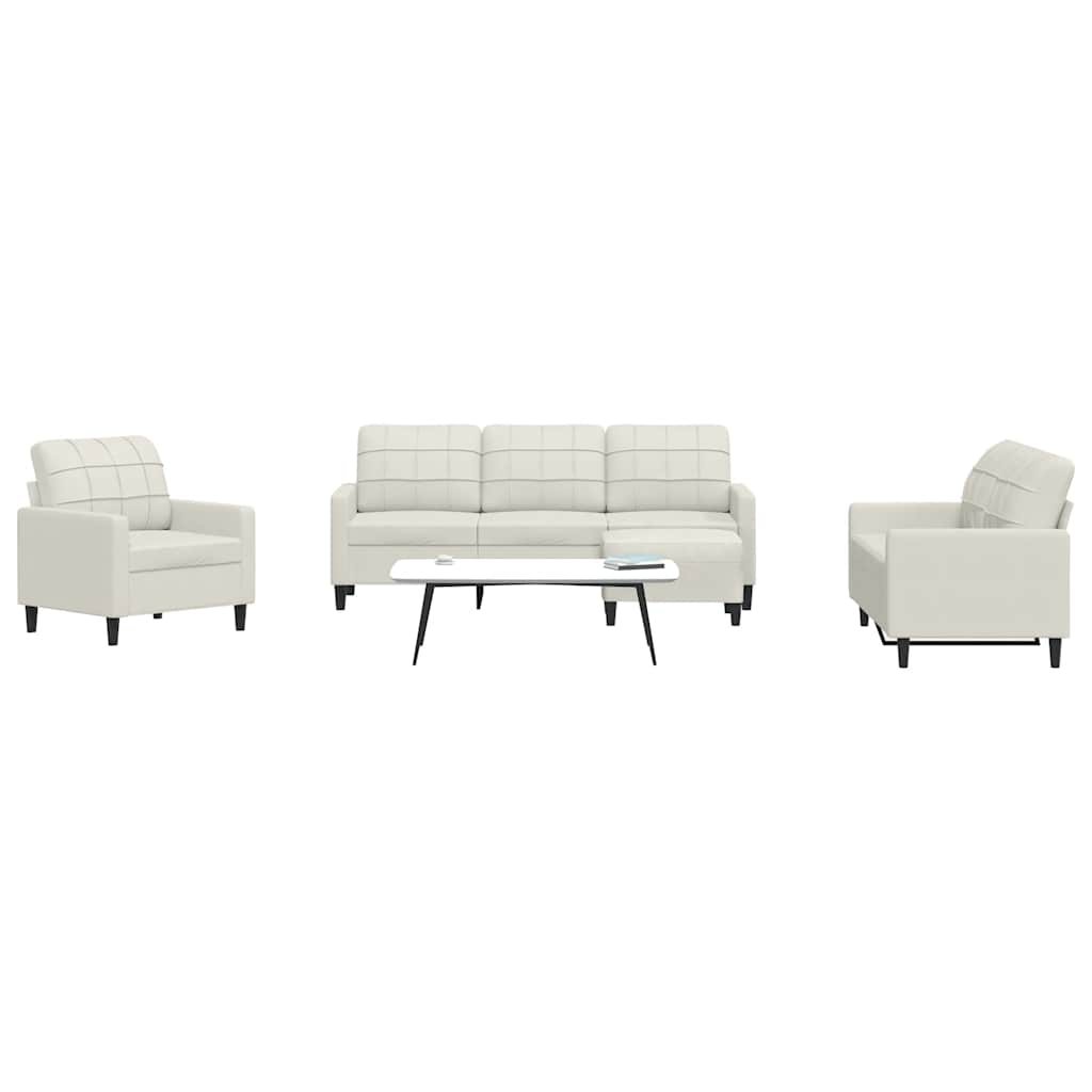 Set di Divani 4 pz con Cuscini Crema in Velluto