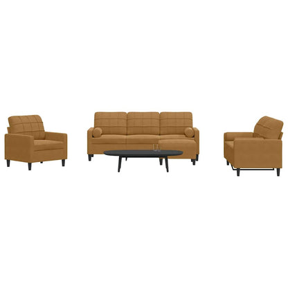 Set di Divani 4 pz con Cuscini e Rinforzi Marrone in Velluto