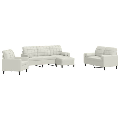 Set di Divani 4 pz con Cuscini e Rinforzi Crema in Velluto