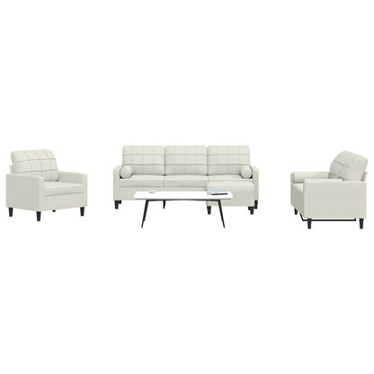 Set di Divani 4 pz con Cuscini e Rinforzi Crema in Velluto