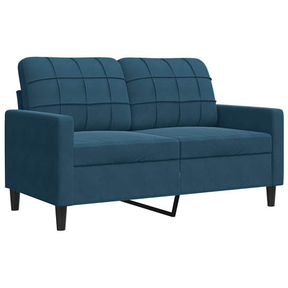 Set di Divani 4 pz con Cuscini e Rinforzi Blu in Velluto