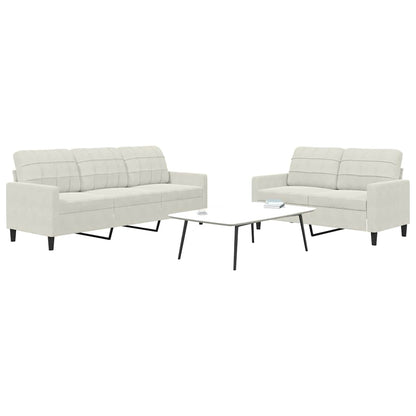 Set di Divani 2 pz con Cuscini Crema in Velluto