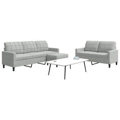 Set di Divani 3 pz con Cuscini Grigio Chiaro in Velluto
