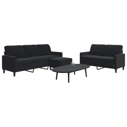 Set di Divani 3 pz con Cuscini Nero in Velluto