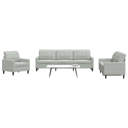 Set di Divani 4 pz con Cuscini Grigio Chiaro in Velluto