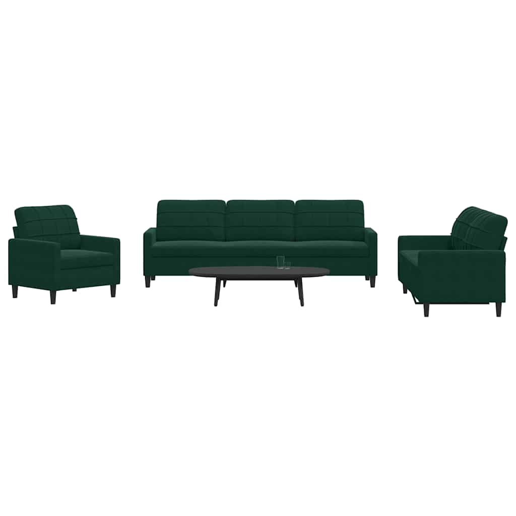Set di Divani 4 pz con Cuscini Verde scuro in Velluto