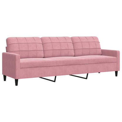 Set di Divani 3 pz con Cuscini e Rinforzi rosa in Velluto