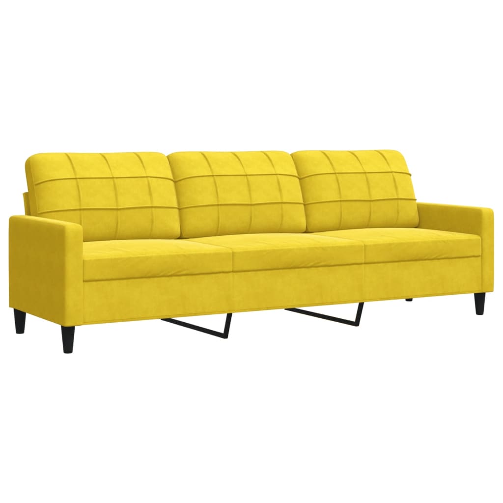 Set di Divani 3 pz con Cuscini e Rinforzi Giallo in Velluto