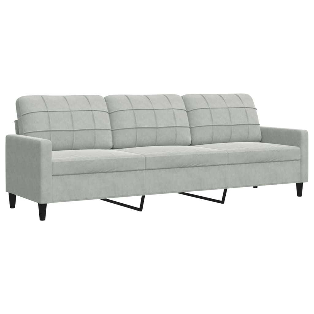 Set di Divani 4 pz con Cuscini e Rinforzi Grigio Chiaro Velluto