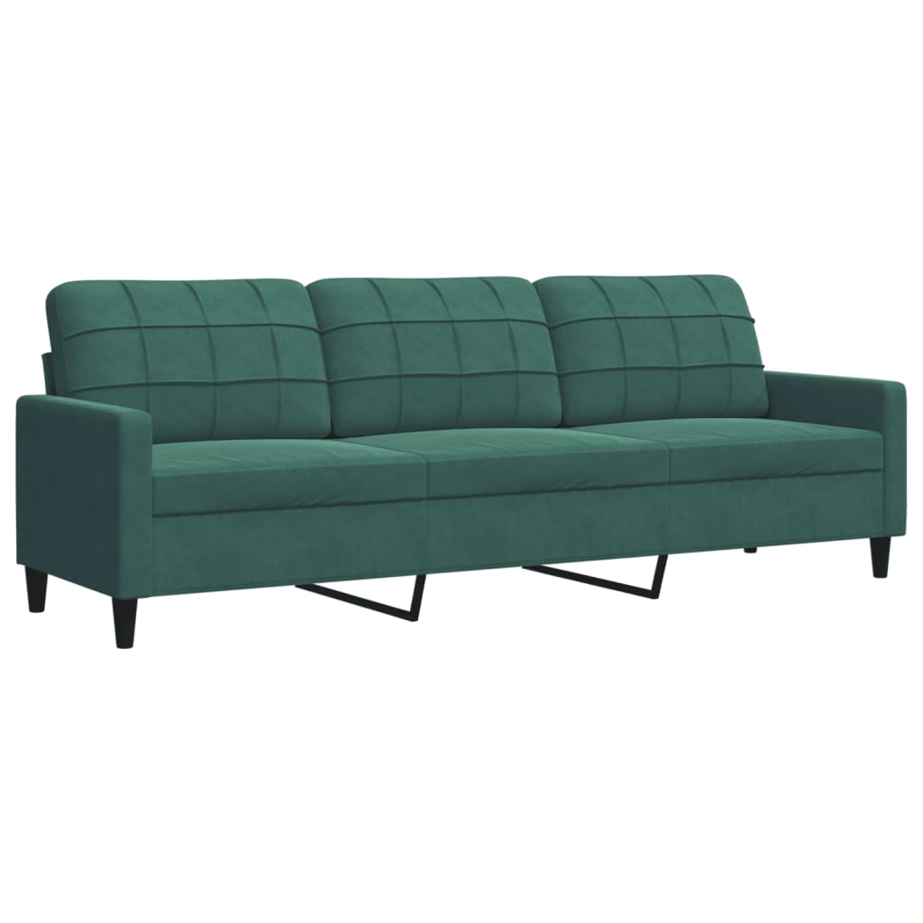 Set di Divani 4 pz con Cuscini e Rinforzi Verde scuro Velluto