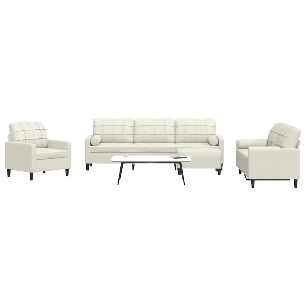 Set di Divani 4 pz con Cuscini e Rinforzi Crema in Velluto