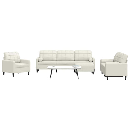 Set di Divani 4 pz con Cuscini e Rinforzi Crema in Velluto