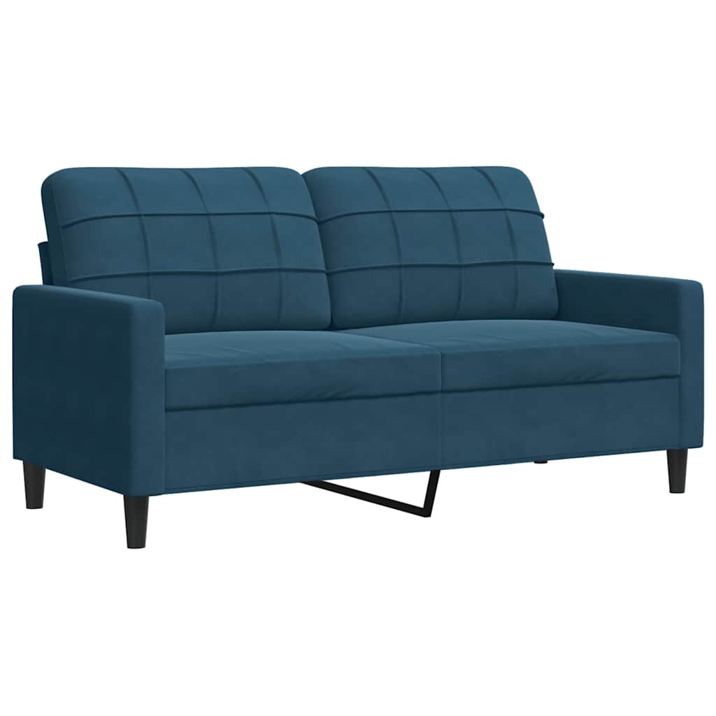 Set di Divani 4 pz con Cuscini e Rinforzi Blu in Velluto