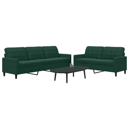 Set di Divani 2 pz con Cuscini Verde scuro in Velluto