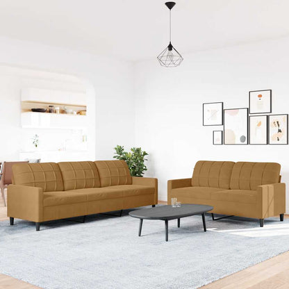 Set di Divani 2 pz con Cuscini Marrone in Velluto