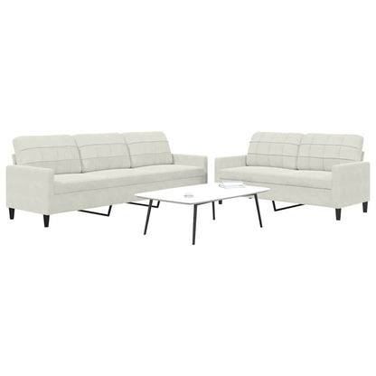 Set di Divani 2 pz con Cuscini Crema in Velluto