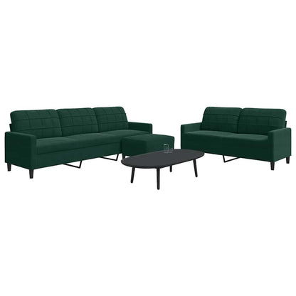 Set di Divani 3 pz con Cuscini Verde scuro in Velluto