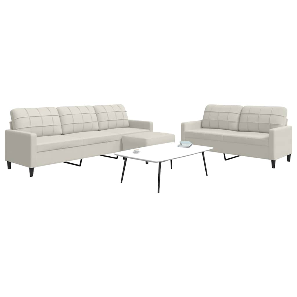 Set di Divani 3 pz con Cuscini Crema in Velluto