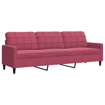 Set di Divani 2 pz con Cuscini e Rinforzi Rosso Vino in Velluto