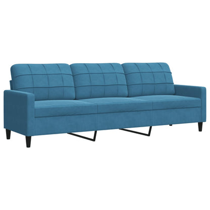 Set di Divani 2 pz con Cuscini e Rinforzi Blu in Velluto