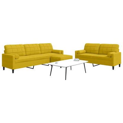 Set di Divani 3 pz con Cuscini e Rinforzi Giallo in Velluto