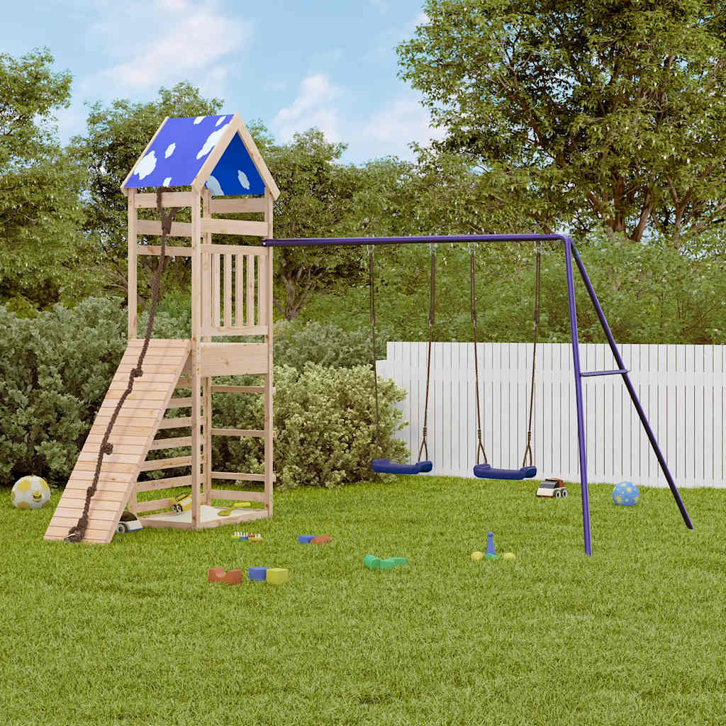 Set da Gioco da Esterno in Legno Massello di Pino