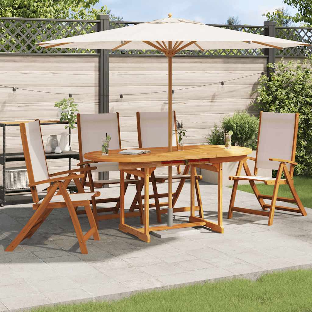 Sedie da Giardino Pieghevoli 4 pz Massello d'Acacia e Textilene