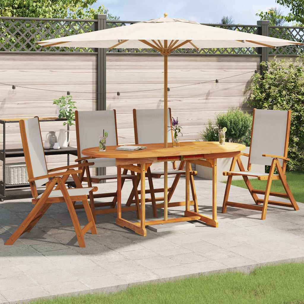 Sedie da Giardino Pieghevoli 4 pz Massello d'Acacia e Textilene