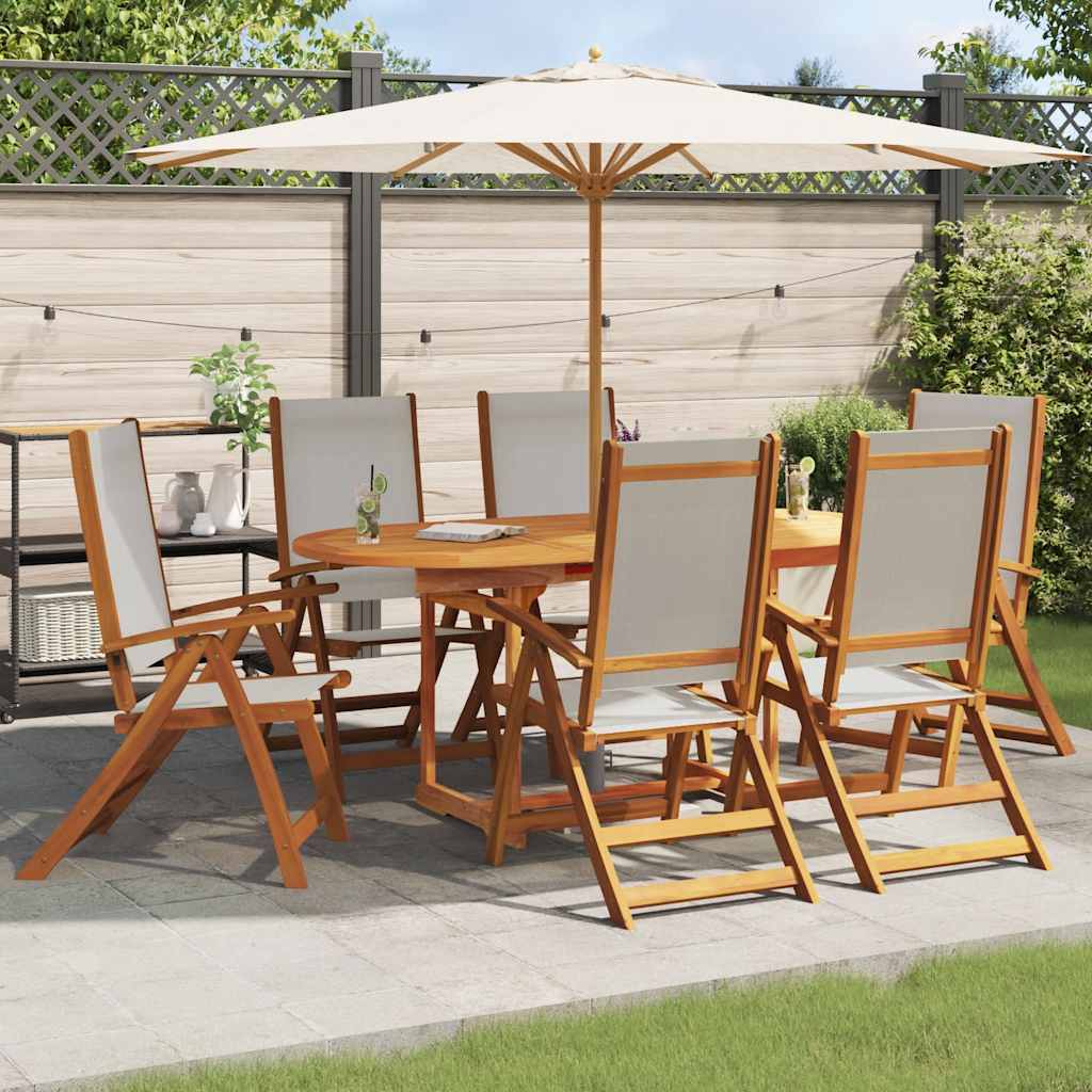 Sedie da Giardino Pieghevoli 6 pz Massello d'Acacia e Textilene