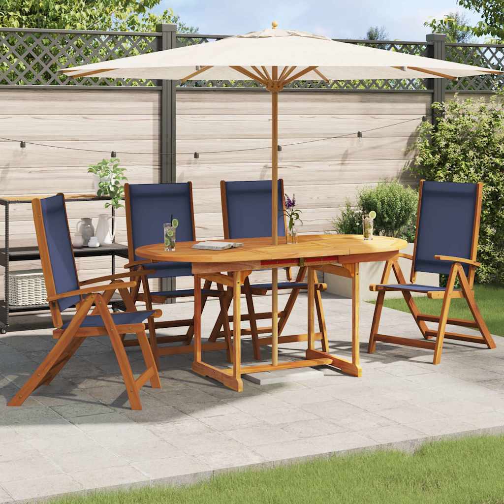 Sedie da Giardino Pieghevoli 4 pz Massello d'Acacia e Textilene