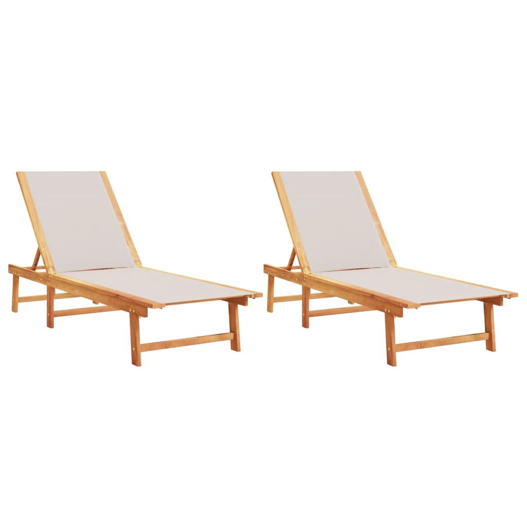 Lettini Prendisole 2 pz Grigi Legno Massello Acacia e Textilene