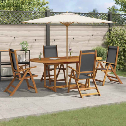 Set Pranzo da Giardino 5pz Legno Massello di Acacia e Textilene
