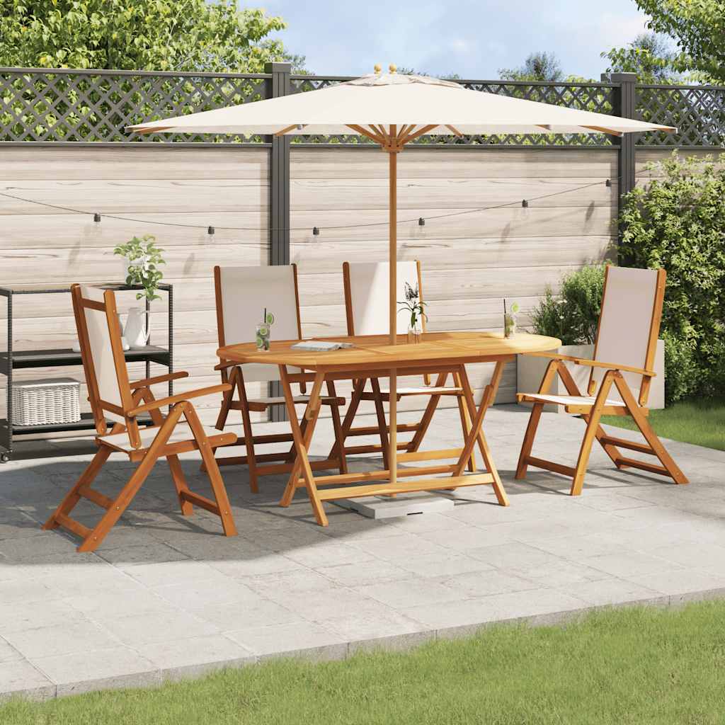 Set Pranzo da Giardino 5pz Legno Massello di Acacia e Textilene
